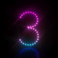 Pink blue dot light font Number 3 THREE 3D