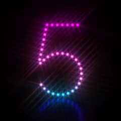Pink blue dot light font Number 5 FIVE 3D