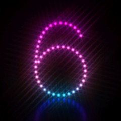 Pink blue dot light font Number 6 SIX 3D