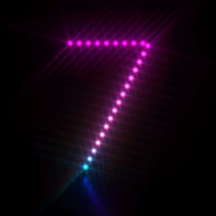 Fototapeta na wymiar Pink blue dot light font Number 7 SEVEN 3D