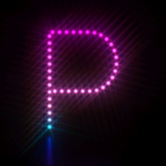 Pink blue dot light font Letter P 3D