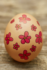 Homemade painted egg with flowers