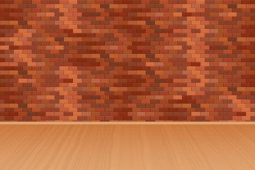 Red brick wall and wooden floor vector illustration
