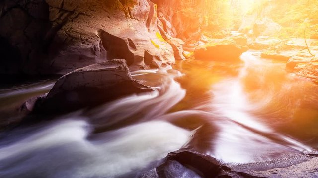 Cinemagraph Continuous Loop Animation. Beautiful natural river flowing into a cave. Taken in Huson Caves, Vancouver Island, British Columbia, Canada. Canadian Nature Background