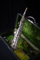 Vintage 1929 Silver Conn soprano sax back view