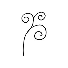 Curls abstract scribble with hand drawn line. Simple doodle elements for decoration in design. Isolated sketch on white background. Vector illustration