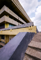 Detail of soviet modernism era brutalism building