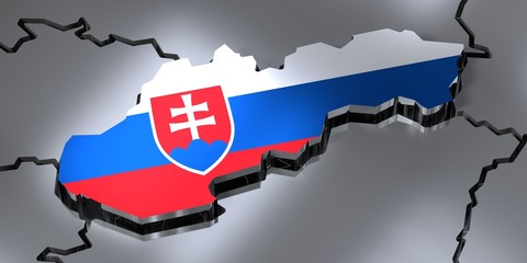 Slovakia - country borders and flag - 3D illustration