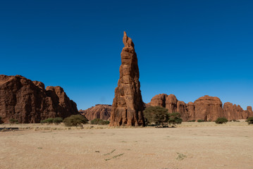 Fototapeta na wymiar Natural rock formations, sandstone pilars, Chad, Africa
