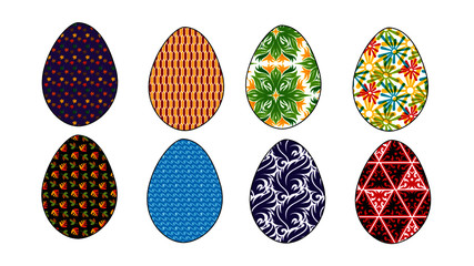 Ostereier mit verschiedenen bunten Tapetenmuster