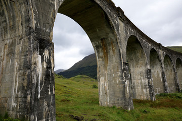 Fototapeta na wymiar Glenfinnan - Skye Island (Scotland), UK - August 15, 2018: Glenfinnan Viaduct, Scotland, United Kingdom