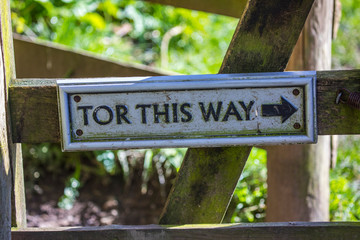 Direction Sign for Glastonbury Tor in Somerset, UK