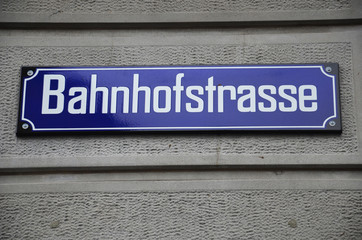 Street sign : Bahnhofstrasse in Zurich - Switzerland