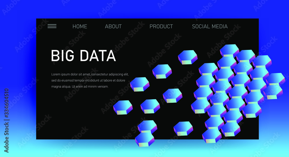 Poster Web site template for Big Data  analysis, Artificial intelligence and  Information science.