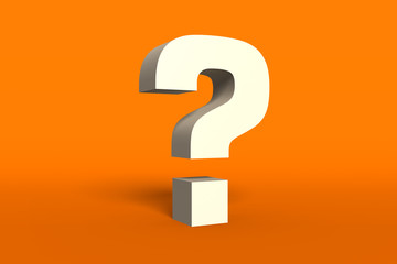question mark against orange color background. Business support concept