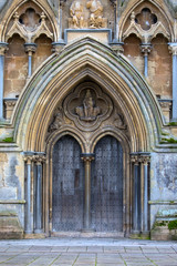 Fototapeta na wymiar The West Door of Wells Cathedral in Somerset, UK