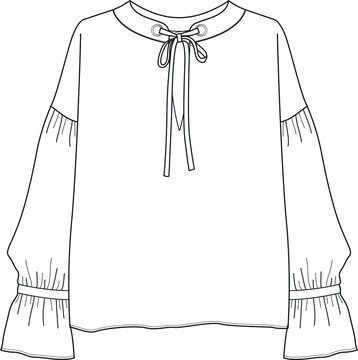 white blouse with tie detail clip art preview