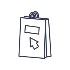 payments online concept, shopping bag with cursor icon, line style