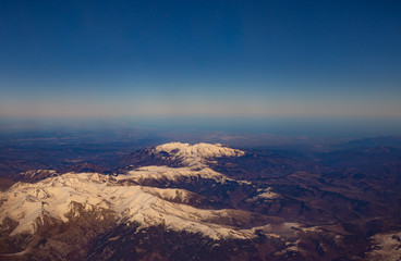 Air Plane view of Canigou Peak and Tretzevents Peak, Prats de Mollo la Preste National Nature Reserve, Catalunya, near Barcelona, Spain