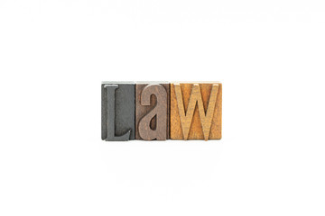 Law in wood block letters