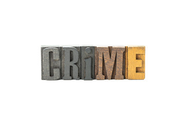 Crime in wood block letters