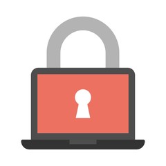 Computer with padlock icon. Internet security sign. Locked computer icon.