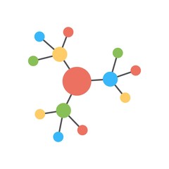Molecule icon in flat style. Dna, atom model sign.