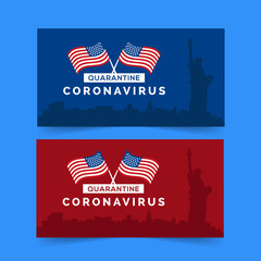 Coronavirus and USA flag. Covid-19 outbreak in United States
