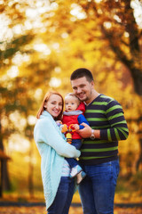Fototapeta premium happy family in the autumn forest