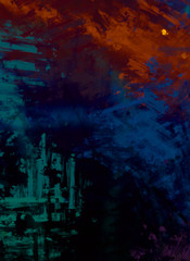 Brushed Painted Abstract Background. Brush stroked painting. Artistic vibrant and colorful wallpaper.