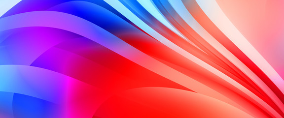 Abstract background with colorful gradient. Vibrant graphic wallpaper with stripes design. Fluid 2D illustration of modern movement.