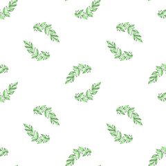 Cute seamless abstract background with green leaves.