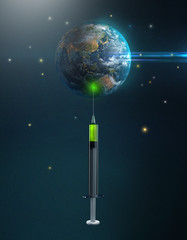 Green Vaccine For The Earth 3D Rendering. Elements of this image furnished by NASA