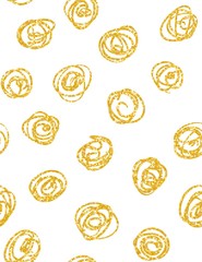 Vector pattern with circles. White and gold colors.