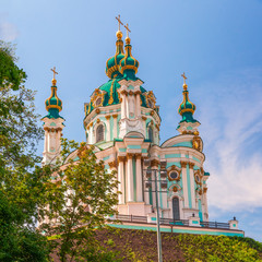 Fototapeta na wymiar View of St Andrews Orthodox Church.Kiev.Ukraine
