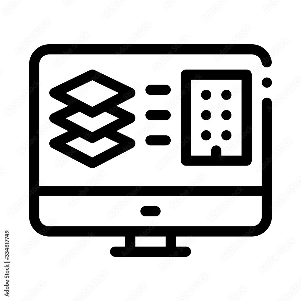 Fototapete computer simulation of building icon vector. computer simulation of building sign. isolated contour symbol illustration