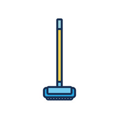 cleaning broom icon, line fill style