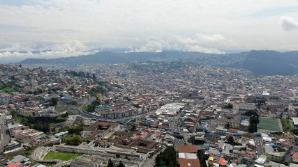 aerial shot of the central north of Quito Ecuador