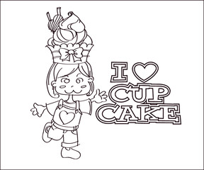 Cup-cake lady outline