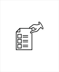 hand with paper line icon,vector best line design icon.