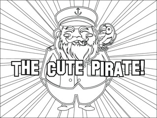 Outlined Cute Captain Pirate
