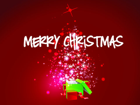 Magically Christmas Gifts with magic stars forming the Christmas tree
