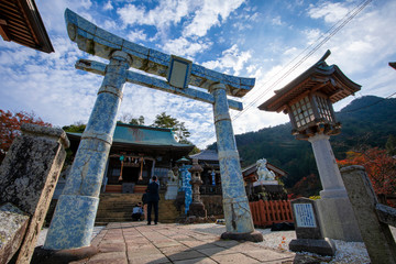Tozan shrine, Arita, Saga. November 18, 2019 . A shrine dedicated to the porcelain manufacturers and merchants of Arita. This is a unique spot as the entrance gate, guardian dogs, and balustrades.