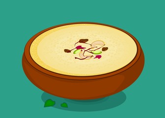 Rabri or Rabdi indian Sweet Dish Food Vector