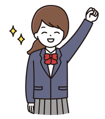学生 女の子 挙手 イラスト
