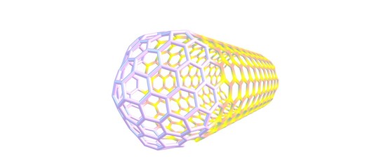 Hybrid capped nanotube molecular structure isolated on white