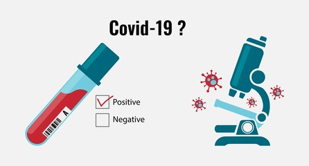 Vector illustration of corona virus testing concept using microscope.  Coronavirus or Covid-19 is a deadliest pandemic outbreak in year 2020. 