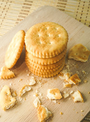 biscuits on a wood plate