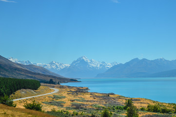 Road to Mount Cook in New Zealand