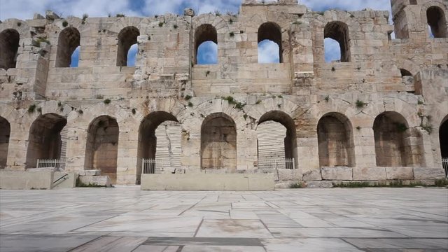 Steady clip of the Odeon of Herodes Atticus in Athens, Greece